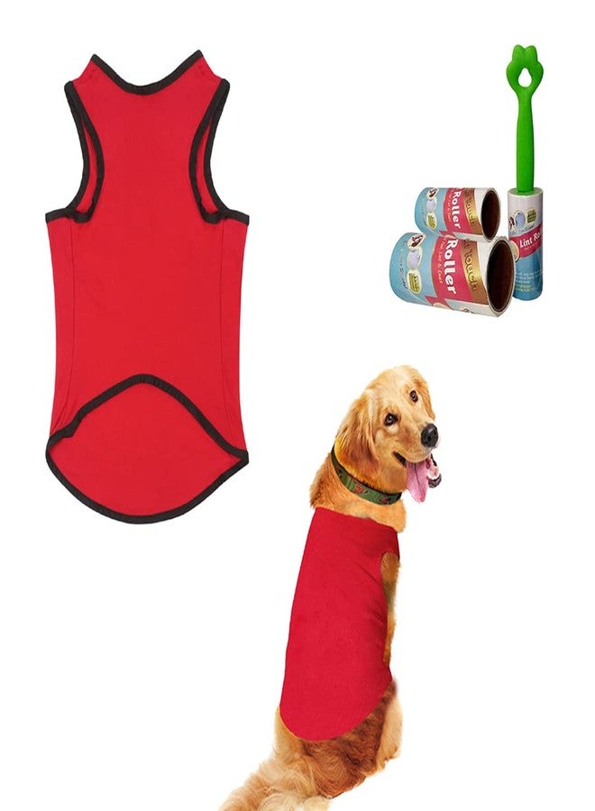 Sage Square Soft Cotton Dog T-Shirt with Lint Roller| Comfortable & Breathable Dog Clothing & Lint Roller Set for Dog Hair Removal, Clothes (XSmall - 12 inch, Red) - Image 1